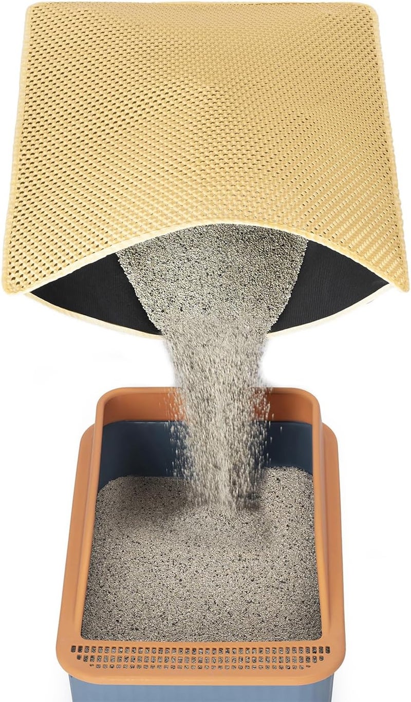 UF-SHARP Cat Litter Mats Litter Trapping Mat,Cat Litter Box Mat for Floor 32"x22", 2 Layer Llitterbox Mat,Litter Rug Catcher,Waterproof Urine Proof, Clean Easily, Collapsable, Medium - Image 1